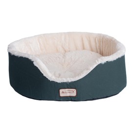 Maykoosh Art Nouveau Allure Oval Pet Bed - 16.5" L x 15" W x 8" H - Canvas & Plush, Waterproof Base, Ideal for Cats and Extra Small Dogs, Machine Washable