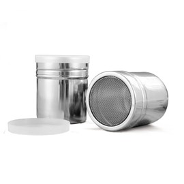 Set of 2 powdered sugar shakers, flour shakers, cappuccino coffee, for stencils, cocoa shaker, icing sugar mill, coffee lid, stainless steel cocoa powder, with mill, icing sugar, dusting sugar shaker