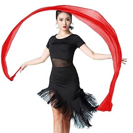 Aumulen 4M Dance Streamer Gymnastics Dance Ribbons Belly Dance Real Silk Ribbon Throw Streamer with Rod, Church Worship Adoration Dance Banner, Beginners Practice Streamers (Red)