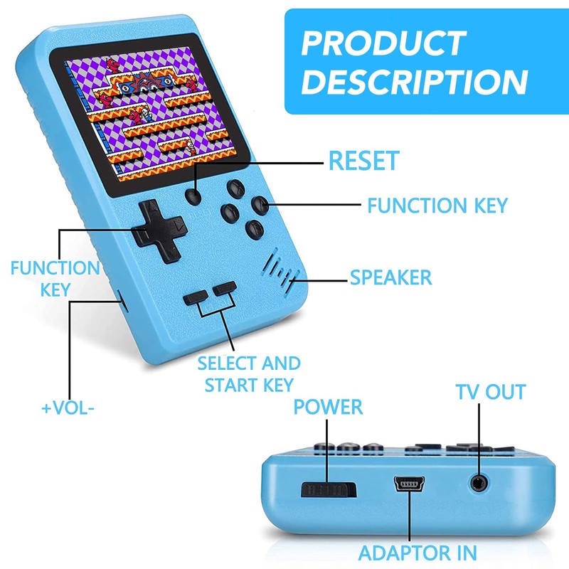 PTEROMYS Retro Handheld Game Console with 500 Classic FC Games