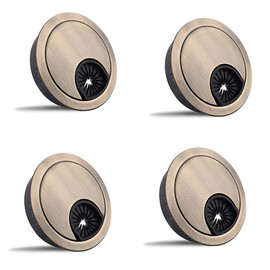 4-Piece 60mm Desk Cable Grommets, Computer Desk Metal Cable Hole, Round Cable Hole Cover for Desktop Cable Organizer(Bronze)