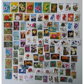 100 Different Flowers Stamps Collection (Stamps for Collectors)