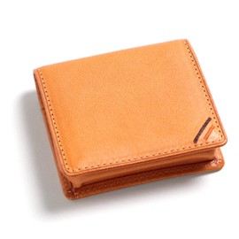 Leather Factory Dualline Coin Case, Box-Shaped, Men's, Genuine Tochigi Leather Box, Coin Purse, brown (caramel)