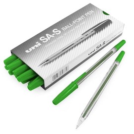 MITSUBISHI Uniball SA-S Pen, Green, 0.7mm, Pack of 12
