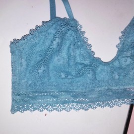 Victoria's Secret Victoria Secret Bralette Bra XS Blue Scoop Daisy Lace Unlined Wireless New