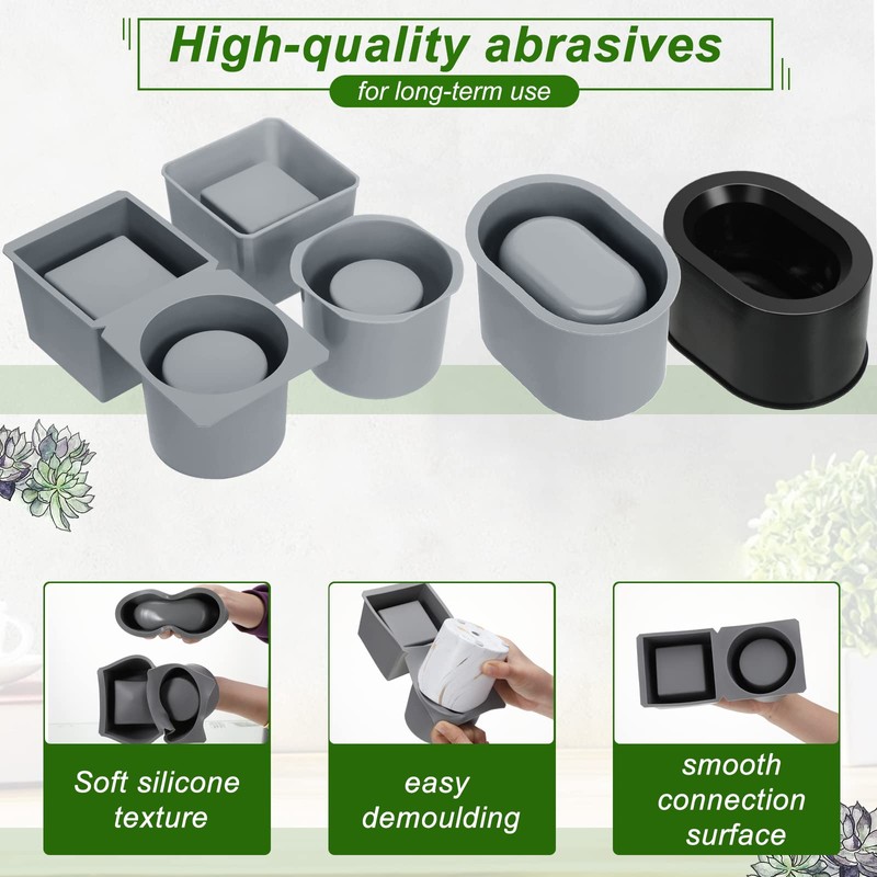 3 Pack Concrete Molds Silicone Planter Mold for Cement Pot
