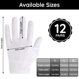 Segbeauty 24 Counts Moisturizing Gloves for Dry Hands, Cotton Hand Gloves Moisturizing Overnight, Washable White Gloves for Art Handling, Sleeping Gloves Thick Cotton Gloves for Men and Women Small