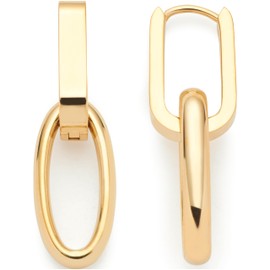 Leonardo Jewels Hoop Earrings Mathilde 1 Pair Gold-Coloured Stainless Steel Chain Link Pendant Chunky Chain Women's Jewellery Gift 024268, Stainless Steel, No Gemstone