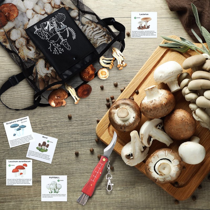 Seajan 18 Pcs Mushroom Foraging Kit with Hunting Bag, Knife