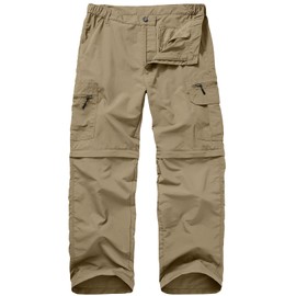 Mens Hiking Pants Convertible Zip Off Lightweight Quick Dry Fishing Safari Camping Travel boy Scout Pants,6101,Khaki,36