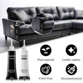 Leather Repair Set, Leather Repair Cream, Leather Repair Kit Black, Liquid Leather Repair Kit, Leather Scratch Restorer, Leather Repair Filler Sofas, Black, 2 Pieces (White and Black))