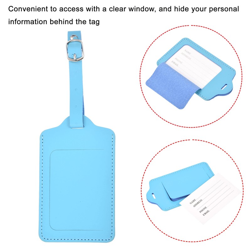 sourcing map Luggage Tag PU Holders, 12x7cm Baggage Label Identifier