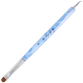 Ivy L 2- Way French Gel Acrylic Nail Art Kolinsky Brush with Dotting Tool for Professional Manicure Cuticle Clean up Nail Art Design (Size # 10, Blue Marble)