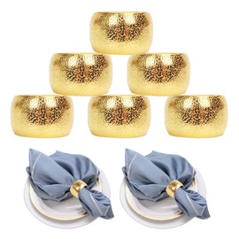 HuaLiSiJi Napkin Rings Gold 6/12 Pieces Metal Napkin Rings for Christmas Thanksgiving Wedding Party Family Dinner (6, Gold)