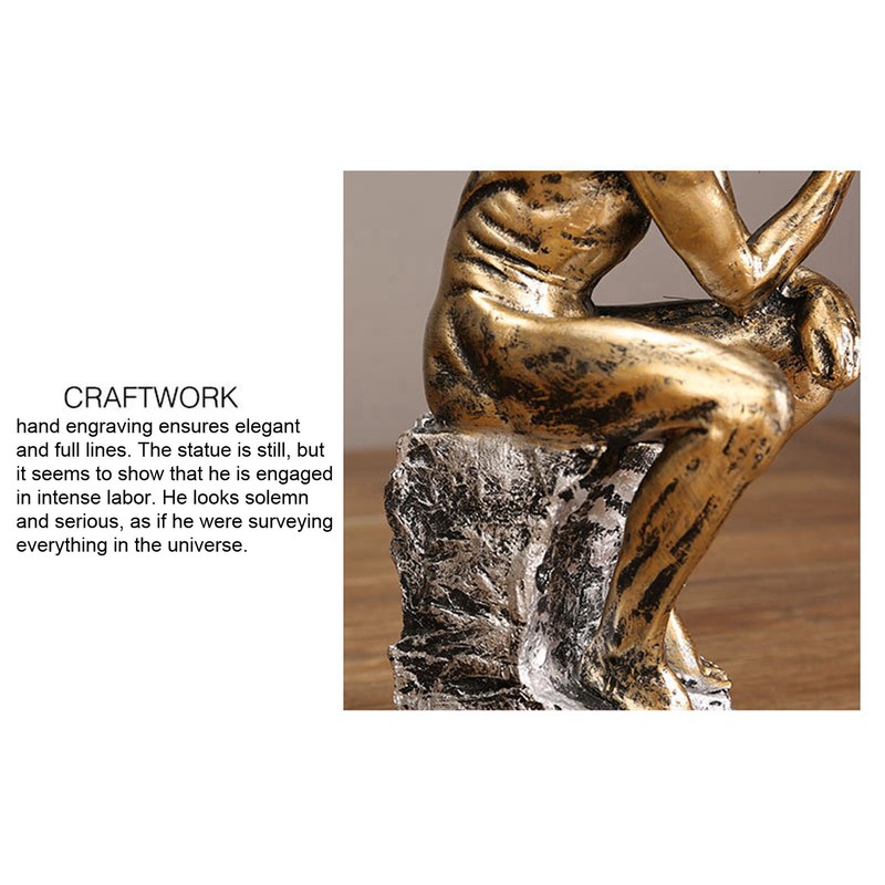 Thinker Statue Retro Style Energetic Lines Stable Nonslip Durable Resin