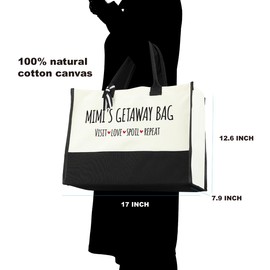 FORBIDDEN PAPER Mimi Gifts Tote Bag Mimi Birthday Travel Bag Christmas Thanksgiving for Grandma Nana Grandmother Gifts Best Grandma Gifts Promoted to Grandma New Grandma Gifts Handbag Shopping Bag