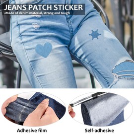 20 Pieces Iron-on Denim Patches for Inside Jeans, Premium Quality Denim Jean Patches, 4 Shades of Blue Iron On Pants Patches for Holes Clothing Repair Outside (4.3 x 2.9")