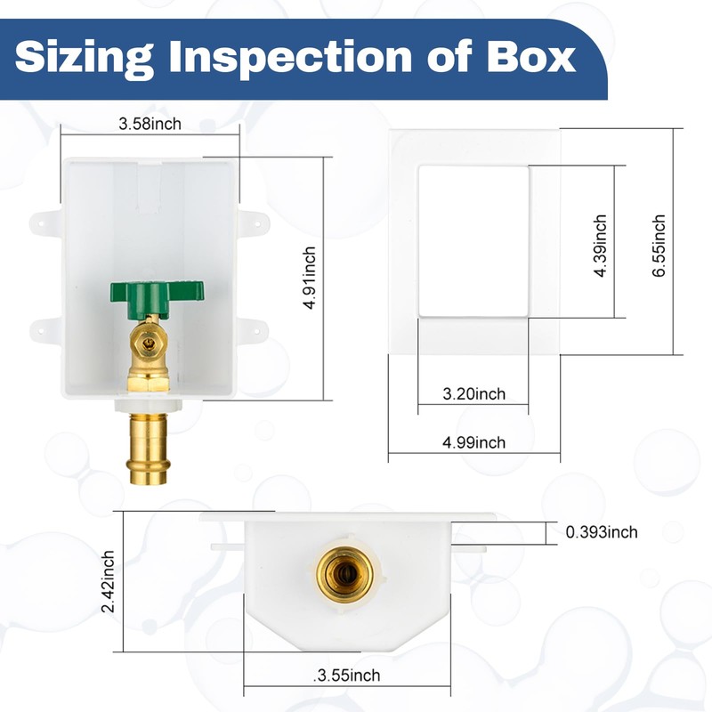 1-PACK GUOFIS Icemaker Outlet Box with 1/2" Copper Press Inlet