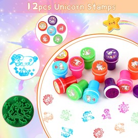 Unicorn Party Favors for Kids Unicorn Party Supplies 12 Slap Bracelets,12 Stamps,10 Sheets Luminous Temporary Tattoos,10 Unicorn Hair Clips,6 Unicorn Erasers for Birthday Party