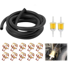 2 Meter Benzinschlauch Rasenmäher Set KraftstoffleitungssatzØ 5mm mit 2 Stück Kraftstofffilter und 10 Benzinschlauchschellen Kraftstoffschlauch Ölschlauch für Kleinmotorrad Auto Roller