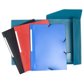 Exacompta - Ref 55810E - Elasticated 3-Flap Folders - Suitable for Storing A4 Documents, Opaque 0.5mm Polypropylene, Spine Label for Easy Identification - Random Colour