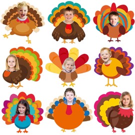 Fancy Land Turkey Cutouts for Bulletin Board Decorations Thanksgiving Cut-Out with Photo Spaces for Classroom DIY Crafts Fall Party Props Supplies 36Pcs