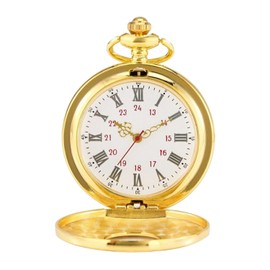 Retro Quartz Pocket Watch, Men's Unisex Pocket Watch with Chain, Vintage Roman Numerals Scale Quartz Pocket Watch, Classic Men's Pocket Watch, Retro Pocket Watch Men with Chain, Gold, gold, Vintage,