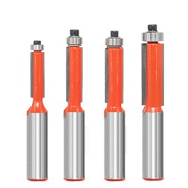 4PCS Flush Trim Router Bits Set 1/2” Shank, 2 Flute bottom Bearing Template Bits,Flush Cut Router Bit for Woodworking Trimming (Cutting Dia: 1/4” 3/8” 5/16” 1/2”)