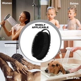 2 Pack Silicone Body Scrubber, Loofah Double-Sided Body Brush,Shower Scrubber and Scalp Massager Shampoo Brush for Sensitive Kids Women Men All Kinds of Skin (Black & Pink)