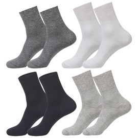 HugeDE 4 Pairs Extra Wide Socks Ankle Length Large Socks Super Wide Hospital Socks Mens Non Binding Socks Elderly Loose Fitting Socks for Swollen Feet