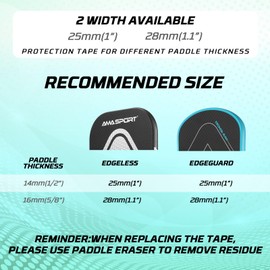 AMA SPORT Pickleball Paddle Edge Guard Tape 3 Pack Transparent Edge Protection Tapes 25mm Width Paddle Edge Cover Perfectly Fits Curved Edge Without Wrinkling (394mm Length)