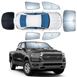 Sun Shades for Dodge RAM 1500 2019-2025 Windshield Sunshade Accessories Full Window Shades Front Rear Side Window Covers Fixed with Inserts Sun Visor Blocker Privacy Car Keep Car Cool 6 PCS