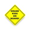 GRAND KIDS ON BOARD WARNING SAFETY BUMPER STICKER Yellow Sign