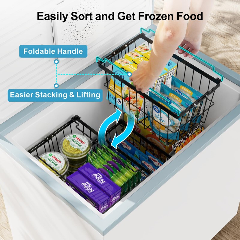 iSPECLE Deep Freezer Organizer Bins - 3 Pack Large Freezer