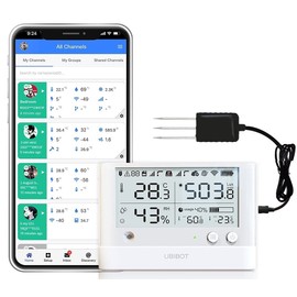 UbiBot Wireless Remote Smart WS1 Pro + Soil Temperature Moisture + Temperature Humidity Ambient light Sensor 2.4GHZ Wifi Free 24/7 Alerts & History Data Logger Monitor Anywhere! IFTTT
