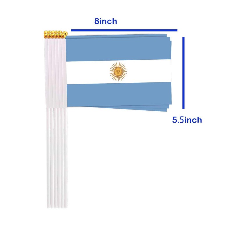 25 Packs Small Argentina Flags on Handheld Stick，Miniature Argentine Flag