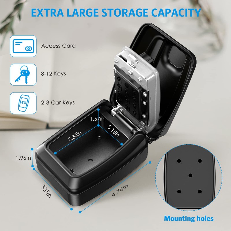 AMIR Key Lock Box for Outside, Wall Mounted Lockbox for