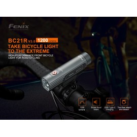 Fenix BC21R V3 1200 lumen LED USB rechargeable light weight bike bicycle light, rechargeable battery with EdisonBright battery carrying case bundle