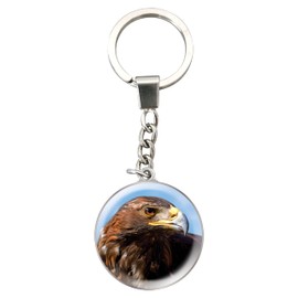 Deluxebase Magnidome Golden Eagle Keychain from Dome-shaped Picture Key Ring with Stainless Steel Chain. Crystal Glass Dome Aesthetic Key Chain. Key Chain Accessories for Women and Key Holder for Men