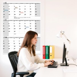 46" x 63" Dry Erase Wall Calendar - Undated 3-Month Agenda Planner Calendar, Erasable and Reusable Whiteboard with Large Daily Boxes, Notes, Stickers, Vertical Layout for Office, Classroom, or Home