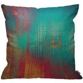 HGOD DESIGNS Abstract Cushion Cover,Vintage Feeling Aged Texture with Color Blue Cyan Yellow Red Purple Pink Throw Pillow Case for Living Room Bedroom Sofa Chair 18X18 Inch Pillowcase 45X45cm