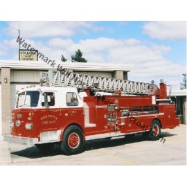 Pirsch Burlington Aerial Ladder Fire Truck Vintage Photograph Print 8.5x11"