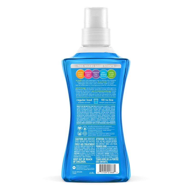Method Liquid Laundry Detergent, Fresh Air, 66 Loads Per Bottle,
