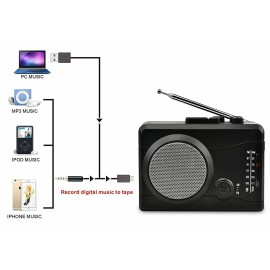 Digitnow! Cassette Player Personal Audio Recorder with Speaker, Radio Recording Converter