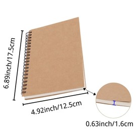 Mtsooning Unlined Spiral Notebooks Brown Cover Spiral Notebook Wirebound Memo Diary Notebook Planner 6.89x4.92Inch 100Pages/50Sheets for Drawing, Writing, Note Taking