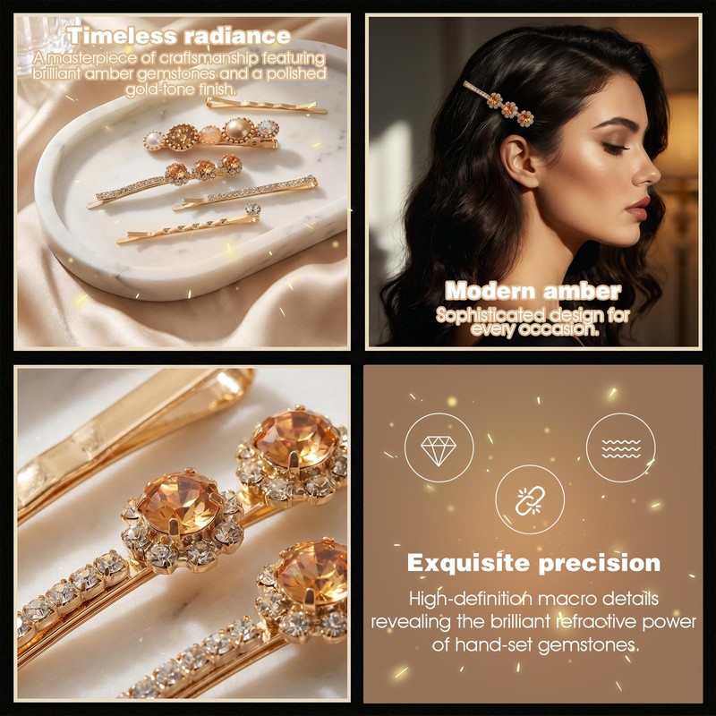 16 Pcs Hair Clips Women Gold Bobby Pins Decorative Pearl