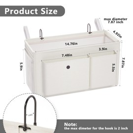 Edudif Bedside Caddy Bedside Organizer with Fixed Straps & Water Bottle Holder, Bunk Bed Caddy ideal for Home, Dorm, Hospital, Crib, Versatile Bedside Storage Solution (White)