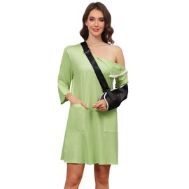 Women's Post Shoulder Surgery Dress 3/4 Sleeve Full Open Side Snap Tear Away Adaptive Clothing with Pockets