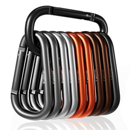 Pullther fishing Aluminum Carabiner Clips - Set of 10,2.36in,Black Carabiner Clip,Key Clip,Corrosion,esistant,Lightweight,Carabiner for Keys,Hanging Outdoor Sports, Hiking,Camping,Fishing and More