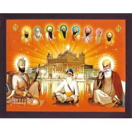Imagine Mart Guru Nanak Dev Ji, Guru Govind Singh Ji With Baba Deep Singh Ji With Other eight guru And Golden Temple,Gift Purpose,Sikh
